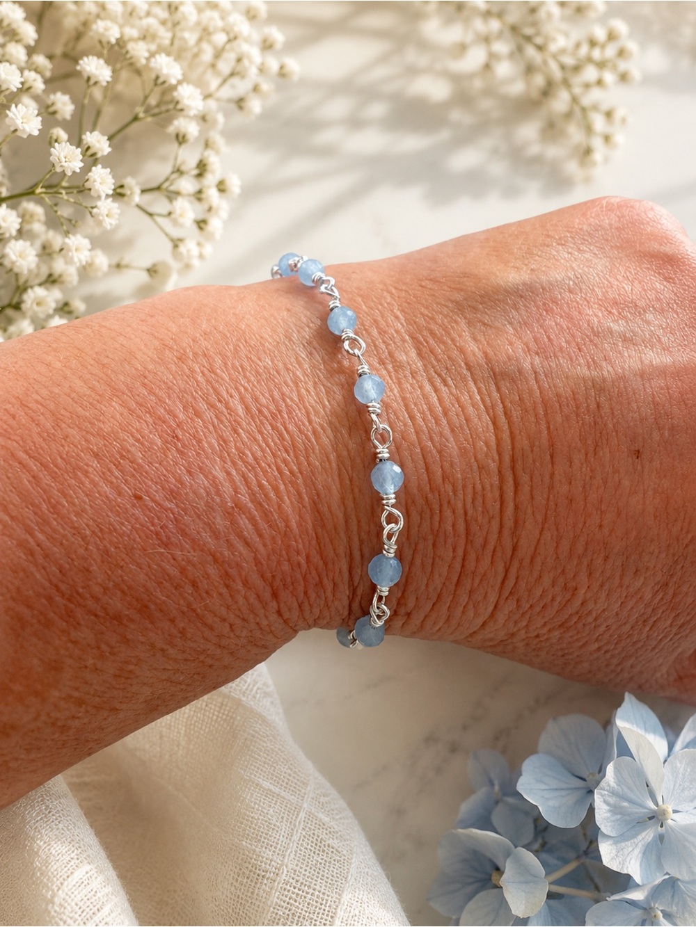 Aquamarine Silver Filled Bracelet - HANDMADE